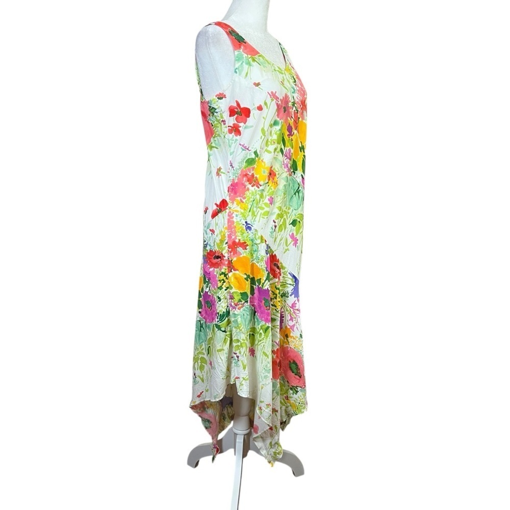 JAMS WORLD Cottage Bouquet Floral Asymmetrical Resort Midi Dress Sz XS Hawaii - Picture 7 of 14